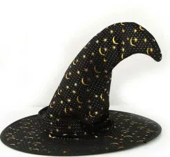 Halloween Prop Masquerade Ball Witch Rhinestone Buckle Hat Costume -Props Sales Store hlw witch moonhat 3