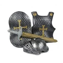 Halloween Roleplay Kids Crusader Knight Costume Sword, Helmet, Shield, Breastplate -Props Sales Store knight cross black