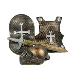 Halloween Roleplay Kids Crusader Knight Costume Sword, Helmet, Shield, Breastplate -Props Sales Store knight cross gold