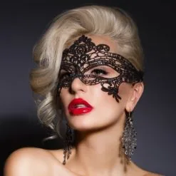 Halloween Black Face Mask Lace Crochet Headband Costume -Props Sales Store m1