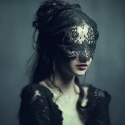 Halloween Black Face Mask Lace Floral Pattern Headband Costume -Props Sales Store mask 4